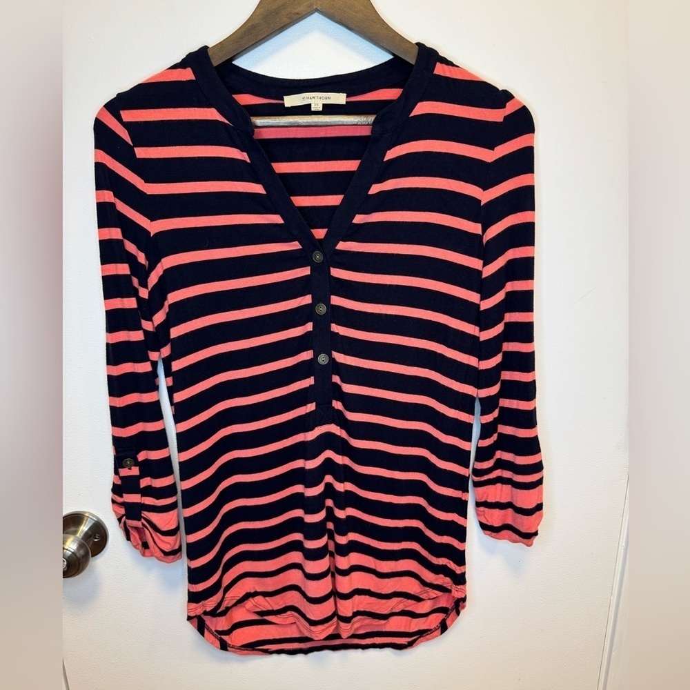 41 Hawthorn Soft Black and Pink Striped Button-Down Shirt Size XS